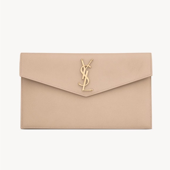 Yves Saint Laurent authentic UPTOWN POUCH IN GRAIN DE POUDRE LEATHER w/duster - Picture 1 of 14